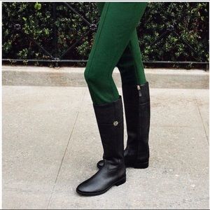 Women’s Tory Burch 31192 Leather Jolie Riding Boots Rustic Black Size 8